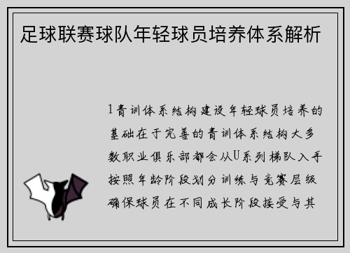 足球联赛球队年轻球员培养体系解析